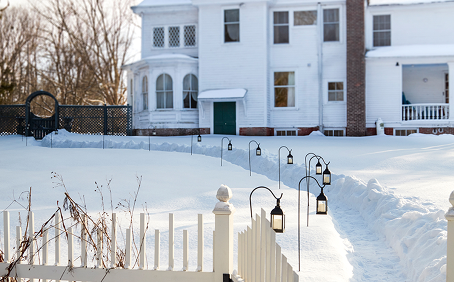 white house covered in snow